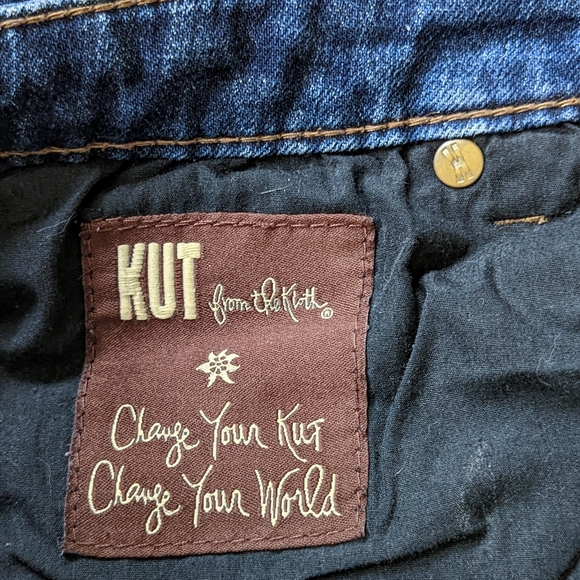 Kut From The Kloth Jeans Women's Sz 8 Blue Destroyed Farrah Baby Bootcut Pants - Picture 12 of 16